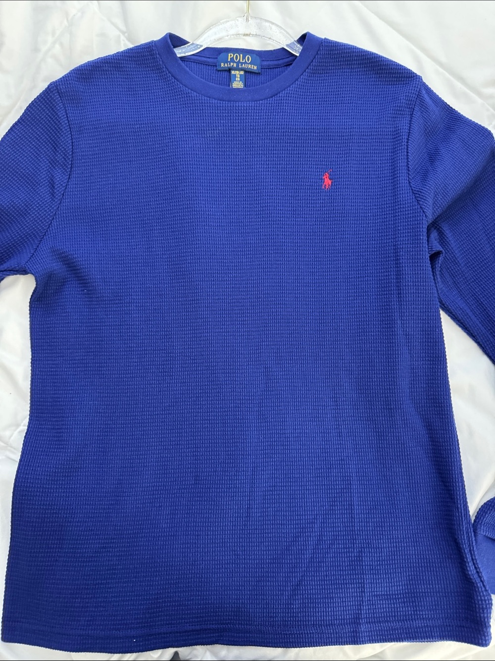 Polo by Ralph Lauren Long Sleeve Thermal Tee - Royal Blue with BOYS XL 16-18